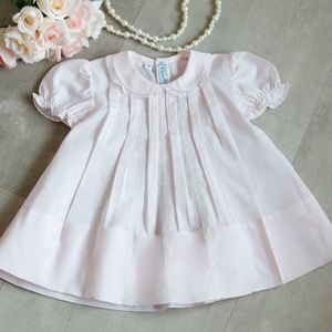 Pink Lace Inlay Pleated Heirloom Dress Feltman Brothers NWT Gorgeous!!